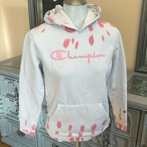 Champion girls large white and pink sweatshirt hoodie